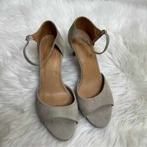 Billi Bi Copenhagen Tan Suede Ankle Strap Open Toe Heels Size 38